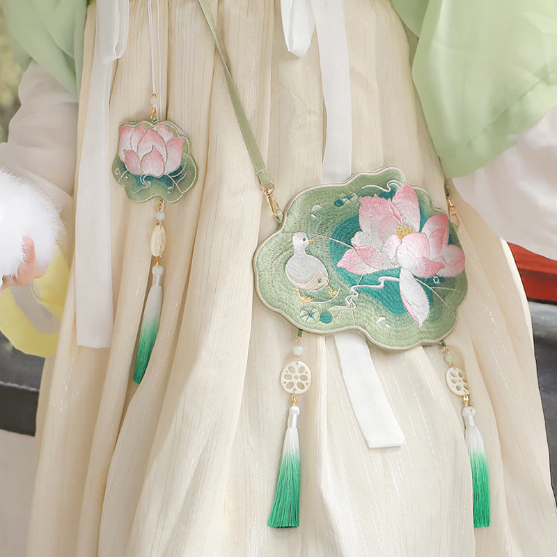 Buddha Stones Luck Stickerei Lotus Koi Fisch Kaninchen Blume Hanfu Tasche Umhängetasche Umhängetasche - image 3