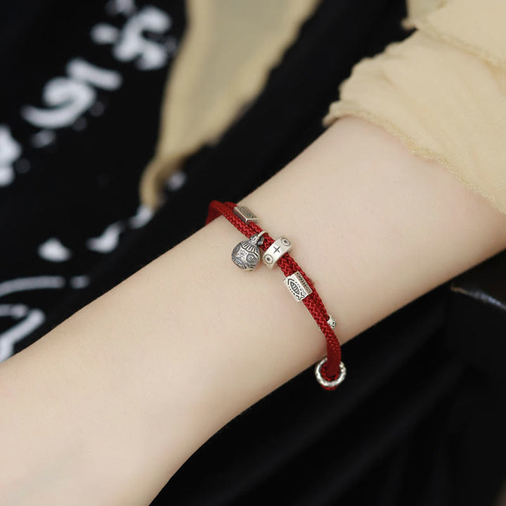 Buddha Stones 925 Sterling Silber Gold Schlucktier Koi Fisch Reichtum Handgefertigtes geflochtenes Armband - image 1