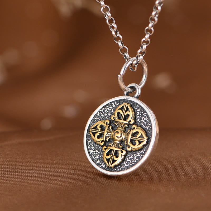 Buddha Stones 925 Sterling Silber Doppel Dorje Vajra Segen Halskette Anhänger - image 2