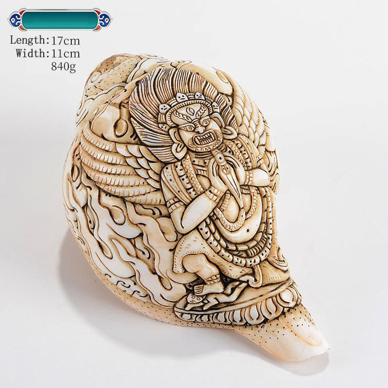 Tibetische handgemachte gravierte Shankha Buddha Avalokitesvara Conch Shell Reichtum Dekoration - Dorjé Phurba Buddha 17*11cm - image 26