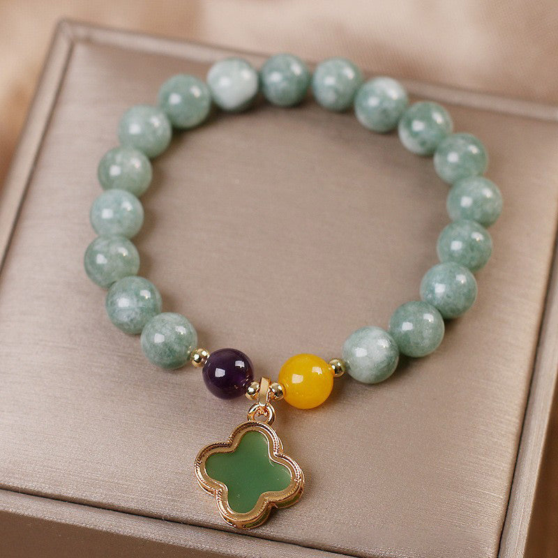Buddha Stones Jade-Armband mit vierblättrigem Kleeblatt - image 3