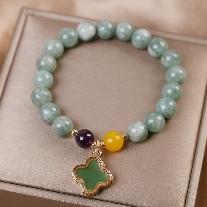 Buddha Stones Jade-Armband mit vierblättrigem Kleeblatt - image 3