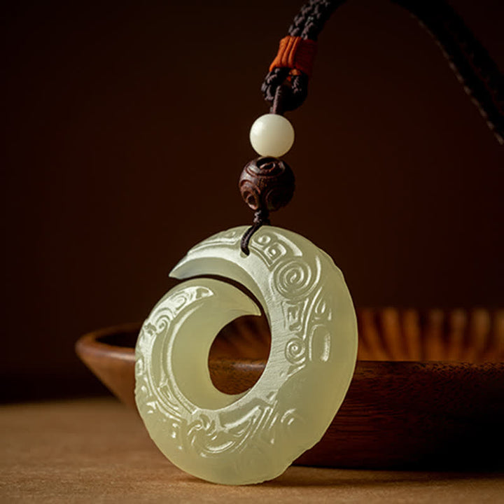 Peace-Schnalle, Jade, kleines Blatt, rotes Sandelholz, Zinnober-Achat, Glücks-Halsketten-Anhänger