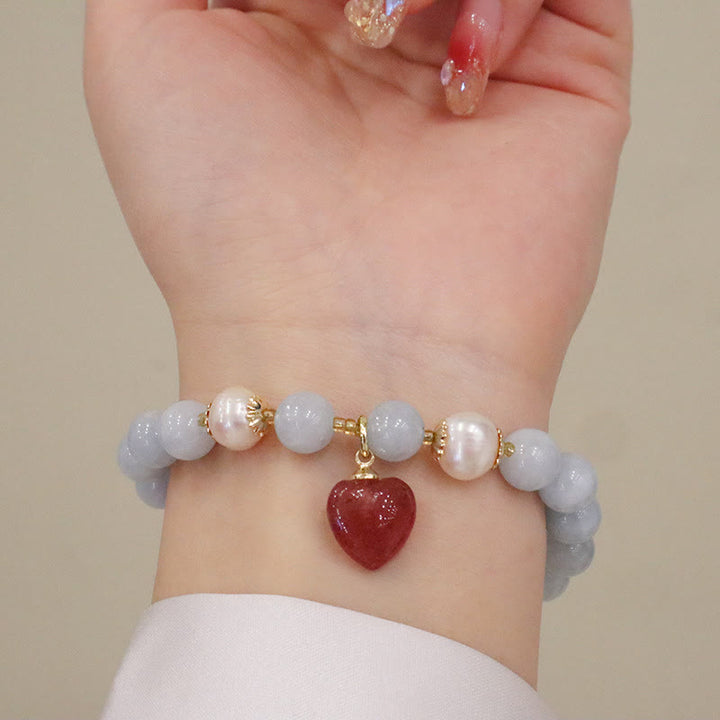 Buddha Stones Natürliches Aquamarin-Chalcedon-Charm-Armband „Serenity Rabbit Gourd Cat“. - image 11