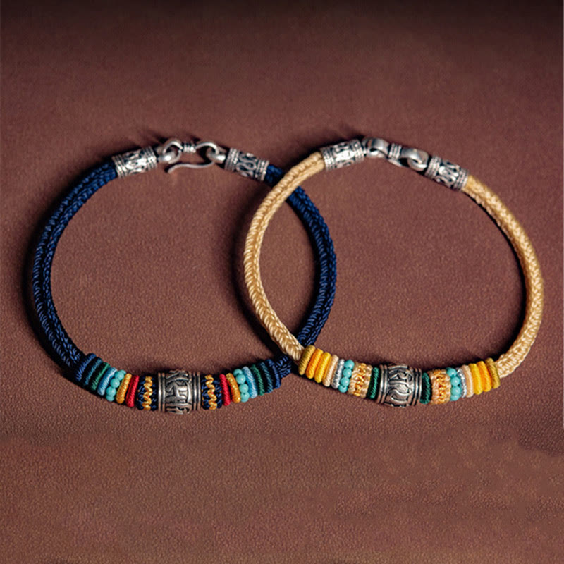 Buddha Stones Handgefertigtes geflochtenes Armband aus 925er-Sterlingsilber, tibetisches Om Mani Padme Hum Purity - image 12