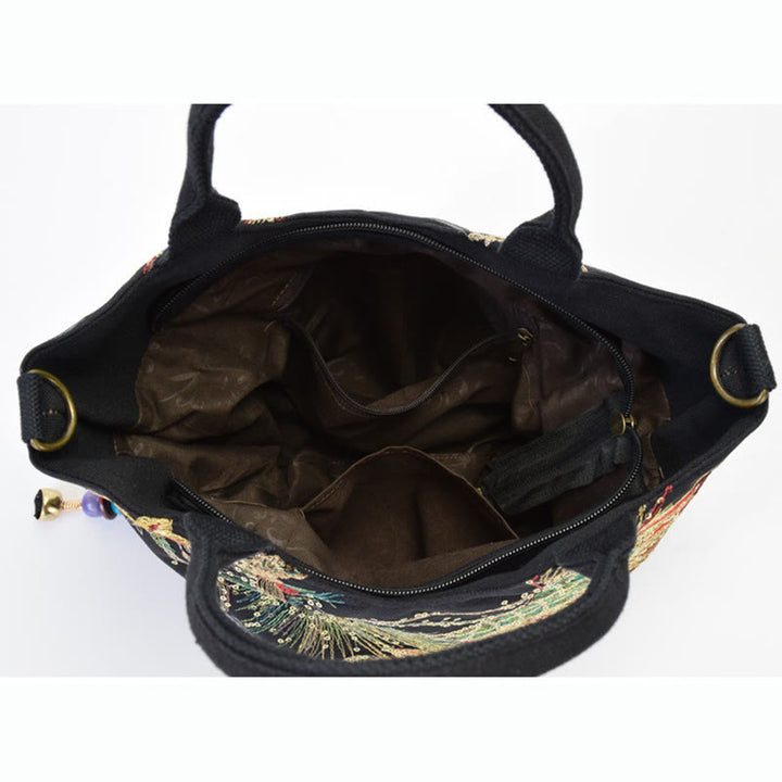 Buddha Stones -Pfauen-Doppelseitig-Stickerei-Tragetasche, Schultertasche, Umhängetasche - image 2