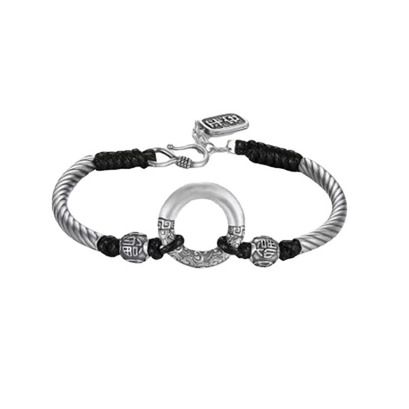 Buddha Stones 999 Sterling Silber Friedensschnalle mit Fu-Zeichen, Kupfermünze, Glückswolken-Armband - image 17