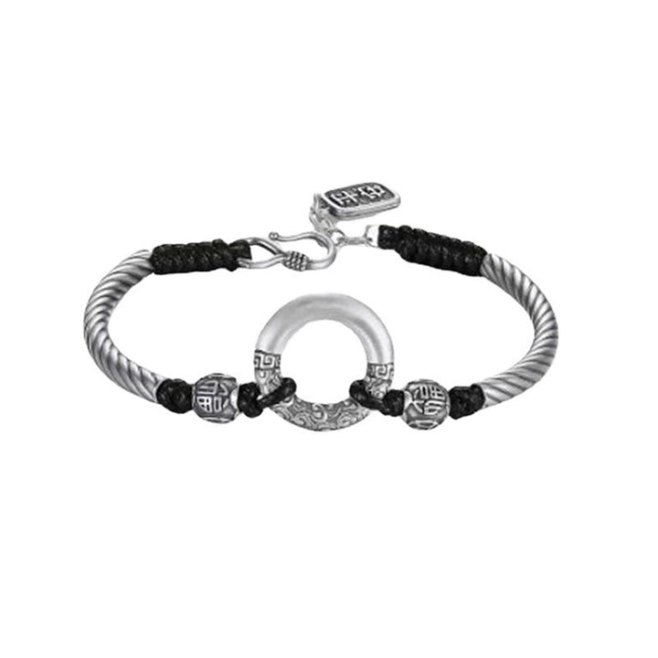 Buddha Stones 999 Sterling Silber Friedensschnalle mit Fu-Zeichen, Kupfermünze, Glückswolken-Armband - image 17