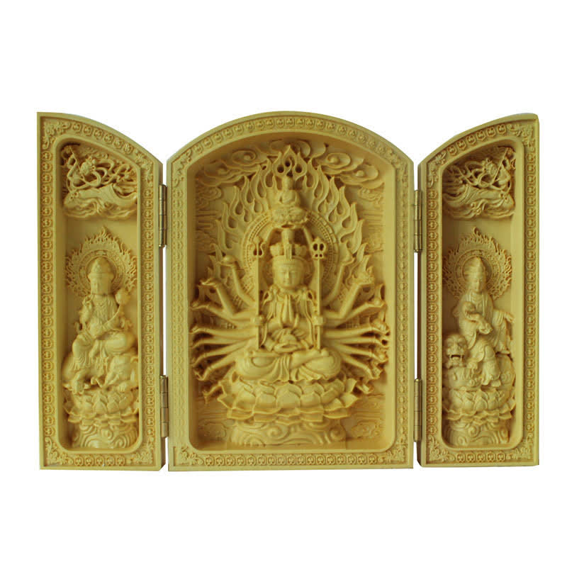 Tausendarmiger Avalokitesvara Kwan Yin Buddha Buchsbaum Reichtum Home Dekoration Altar