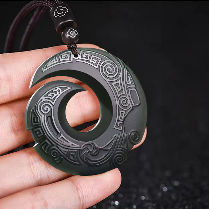 Buddha Stones One's Luck Improves Design Patern Hetian Cyan Jade Peace Buckle Luck Halskette Anhänger - image 2