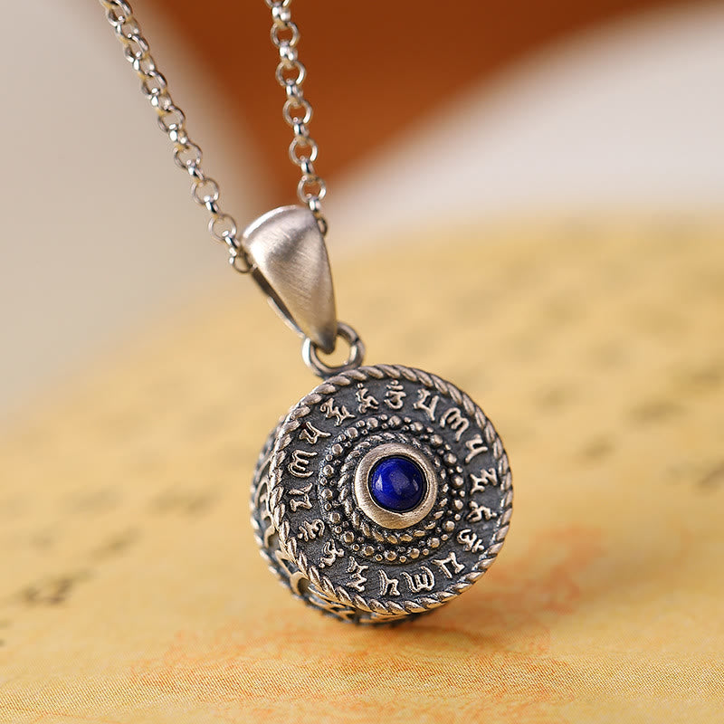 925 Sterling Silber Om Mani Padme Hum Lazurite Love Peace Halskette Anhänger - Om Mani Padme Hum (Liebe♥Fokus) - image 1