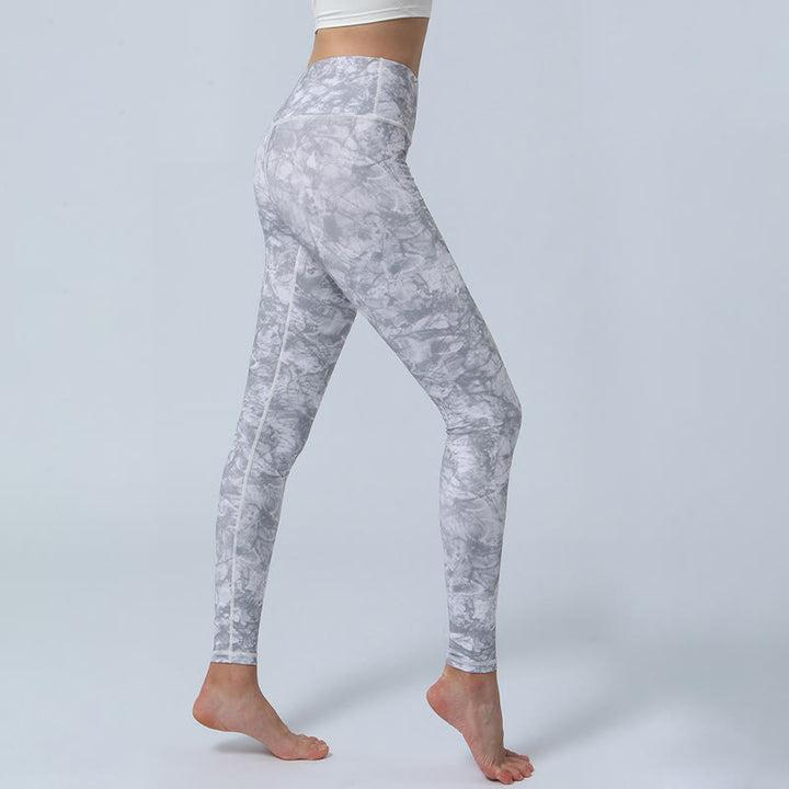 Buddha-Steine, Blumen, Blätter-Druck, Sport, Fitness, Yoga, hohe Taille, Leggings für Damen