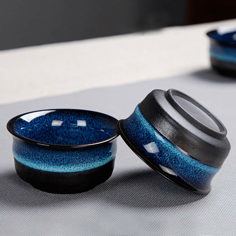 Buddha Stones, blauer Farbverlauf, chinesischer Gongfu-Tee, Keramik-Teekanne, tragbares Geschenkbeutel-Box-Set - image 14
