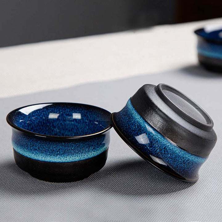 Buddha Stones, blauer Farbverlauf, chinesischer Gongfu-Tee, Keramik-Teekanne, tragbares Geschenkbeutel-Box-Set - image 14