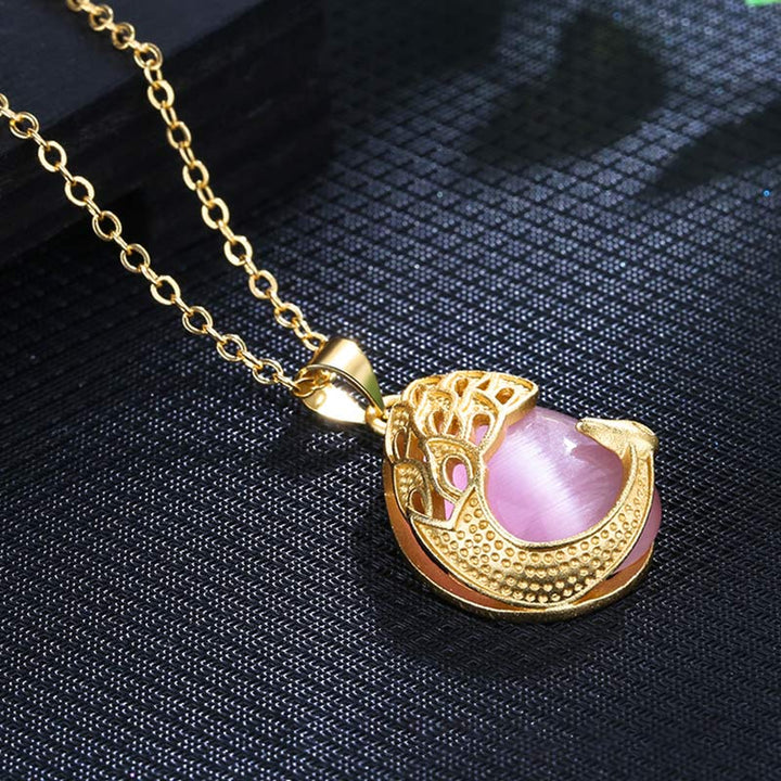 Halskettenanhänger aus rosafarbenem, kristallgrünem Chalcedon, Pfau, Kupfer, beruhigende Liebe - image 1