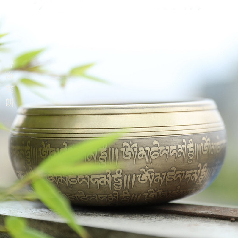 Tibetische Klangschale, handgefertigt für Konzentration und Meditation, friedvolles Glück, Klangschalen-Set - image 6