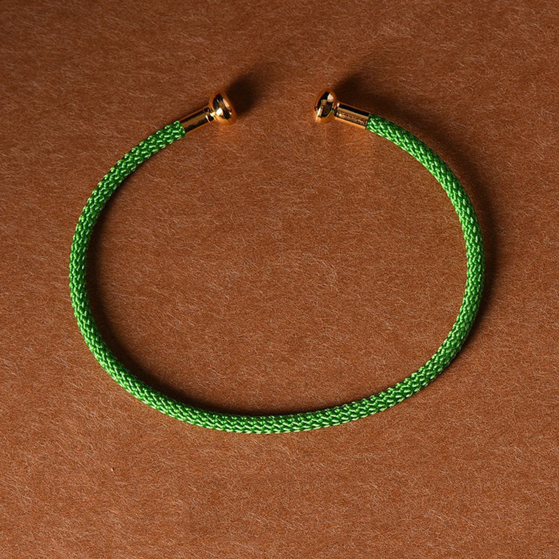 Buddha Stones, schlichtes Design, handgefertigtes Glücksgeflecht-Manschettenarmband - Grün - image 31