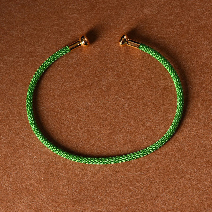 Buddha Stones, schlichtes Design, handgefertigtes Glücksgeflecht-Manschettenarmband - Grün - image 31