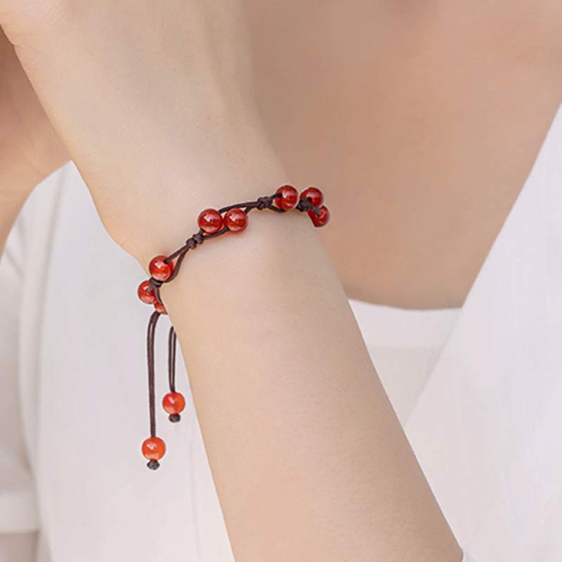 Buddha Stones Roter Achat Moosachat Zinnober Ruhe Armband