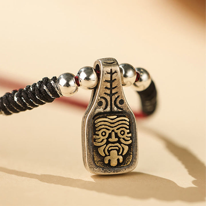 Buddha Stones Tibetischer 925er Sterlingsilber-Halskettenanhänger Zakiram, Göttin des Reichtums, Schutzseil - image 2