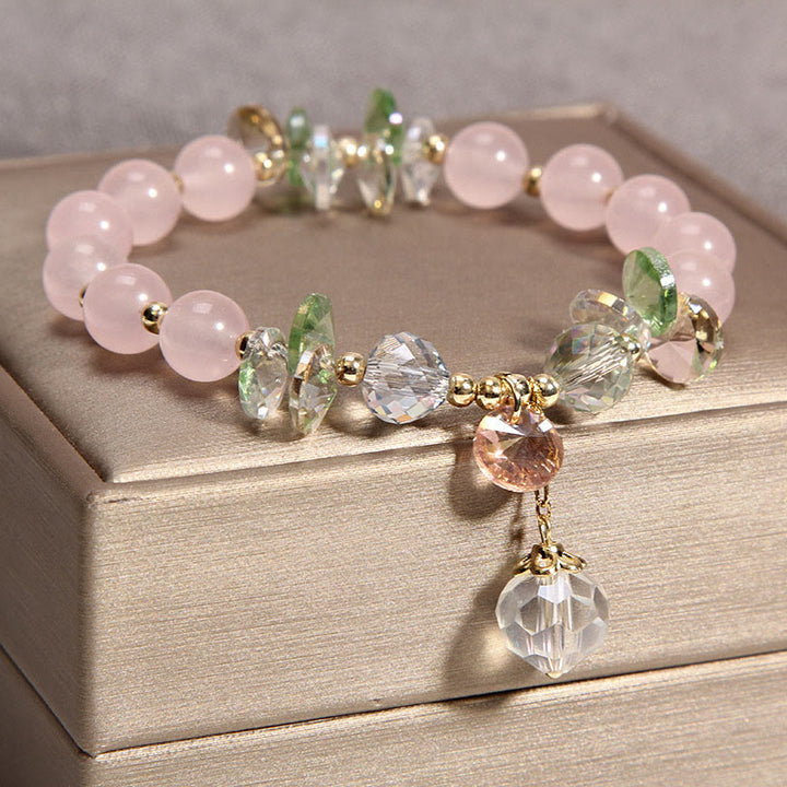 Buddha Stones Katzenauge rosa Kristall-Friedens-Charm-Armband - image 2