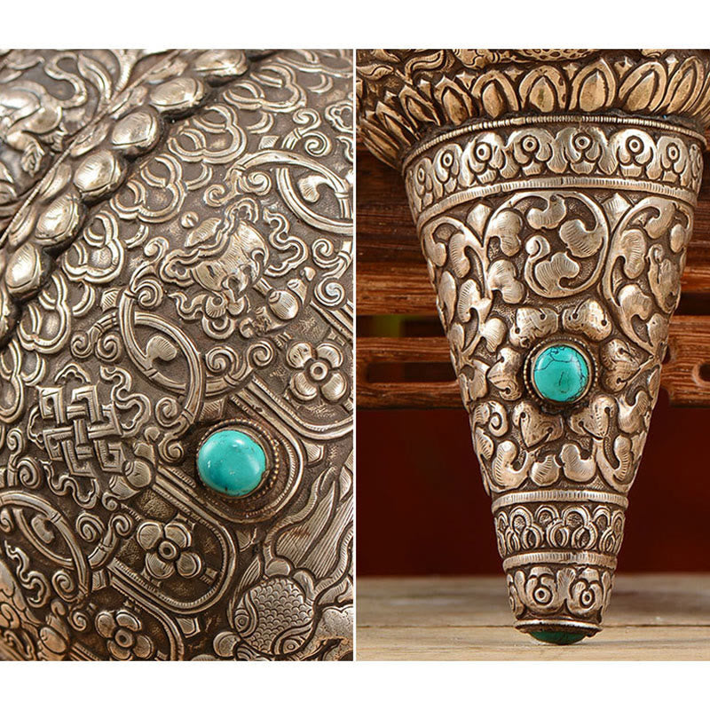 Tibetische handgefertigte natürliche Shankha-Gravur mit acht glückverheißenden Symbolen, Muschelschale, glückliche Heimdekoration - image 7