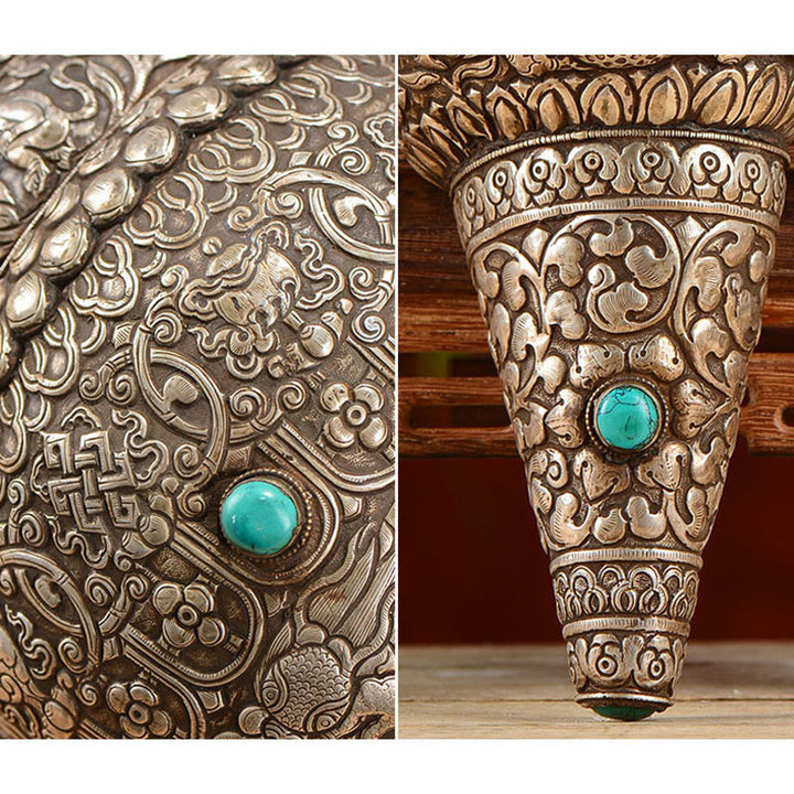 Tibetische handgefertigte natürliche Shankha-Gravur mit acht glückverheißenden Symbolen, Muschelschale, glückliche Heimdekoration - image 7