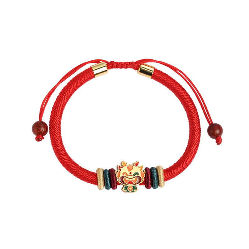 Buddha Stones Handgefertigtes geflochtenes rotes Armband aus 925er-Sterlingsilber, Jahr des Drachen, niedliches chinesisches Sternzeichen, Glück - image 7