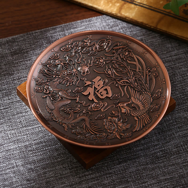 Buddha Stones, Lotus, Drache, Phönix, acht glückverheißende Symbole, Zinklegierung, Räucherstäbchenhalter, heilende Räuchergefäß-Dekoration - Drache Phoenix Braun (Ohne Räucherloch) - image 10