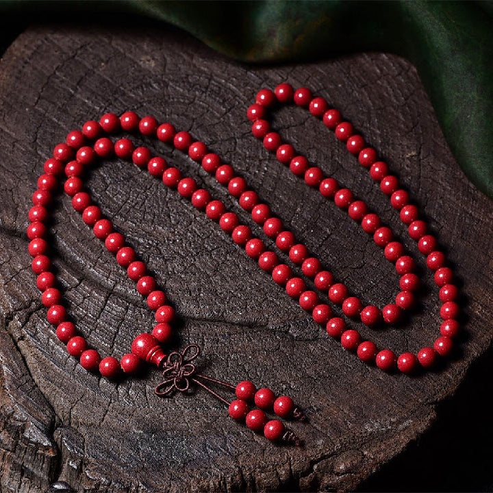 Buddha Stones 108 Mala Perlen Zinnober Om Mani Padme Hum Muster graviertes Segensarmband - 7 mm * 108 runde Perlen - image 16
