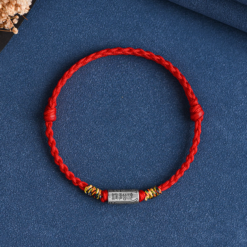 Buddha Stones Handgefertigtes Fußkettchen aus 925er-Sterlingsilber - Armband (Handgelenkumfang 13-18 cm) - Rotes Seil - image 2