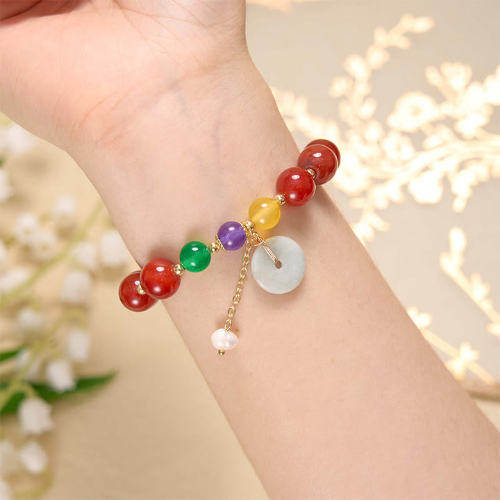 Buddha-Steine Jade Rot Achat Peace Schnalle Charm Vertrauen Armband