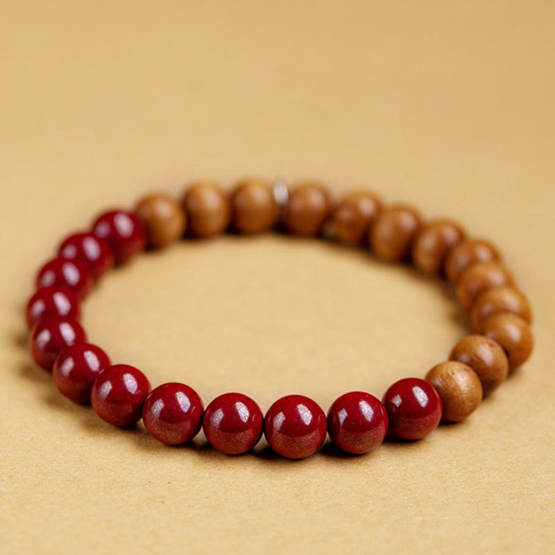 Buddha Stones Armband aus 925er-Sterlingsilber, Pfirsichholz, Zinnober, zur Abwehr böser Geister - image 6