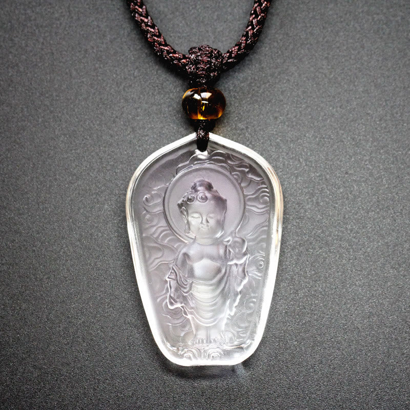 Buddha Stones, tibetischer Buddha-Liuli-Kristall, Serenity-Halsketten-Anhänger - Weißer Buddha - image 3