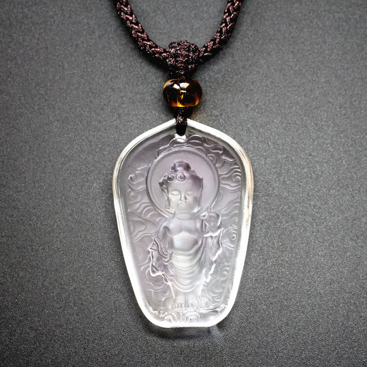 Buddha Stones, tibetischer Buddha-Liuli-Kristall, Serenity-Halsketten-Anhänger - Weißer Buddha - image 3