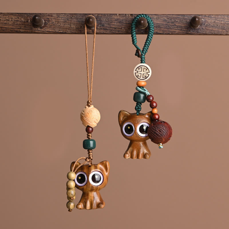 Buddha Stones, grünes Sandelholz, glückliche Katze, Koi-Fische, Heilung, Schlüsselanhänger, Handy-Hängedekoration - image 2