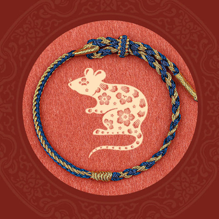 Buddha Stones Handgefertigtes chinesisches Sternzeichen-Kaninchen-Hahn-Ratte-Pferd-Drachen-Schutzgeflecht-Armband - Dunkelblau (Handgelenkumfang 14-19 cm) - image 11