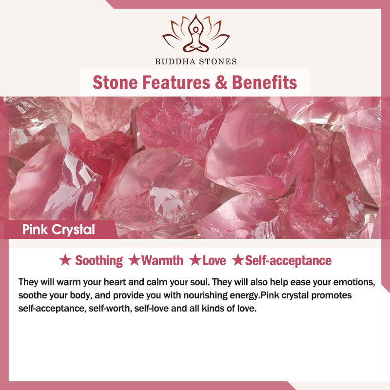 Buddha Stones Beruhigendes Schutzarmband aus natürlichem rosa Kristall
