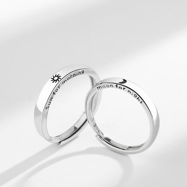 Buddha Stones 925 Sterling Silber Sonne Mond Schutz Verstellbarer Paarring - image 0