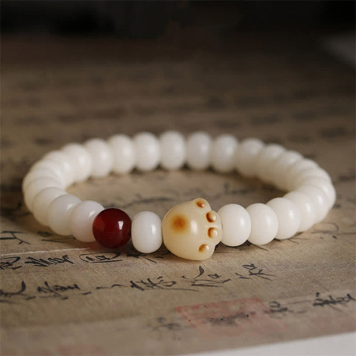Buddha Stones Natürliches Bodhi-Samen-Armband mit schöner Pfote und glücklicher Katze - image 1