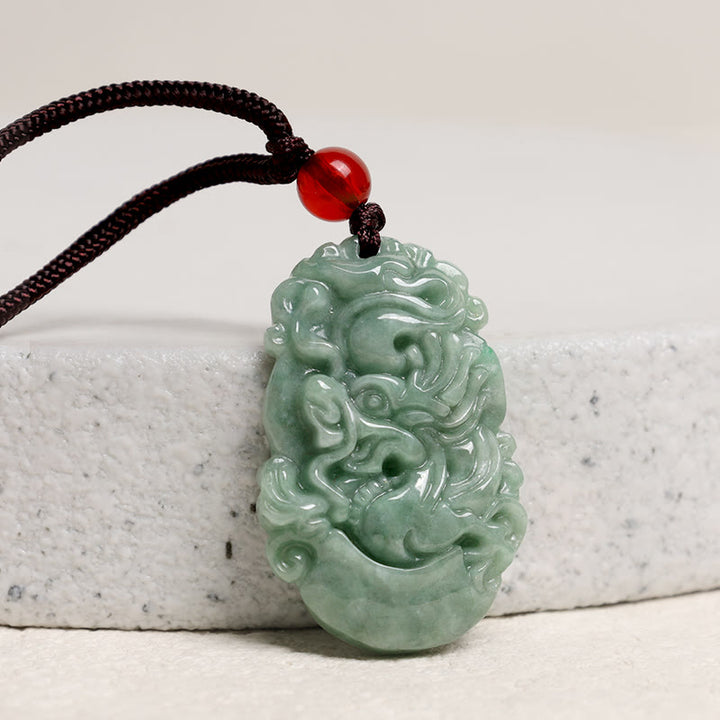 Buddha Stones, natürliche Jade, 12 chinesische Sternzeichen, Wohlstands-Halsketten-Anhänger