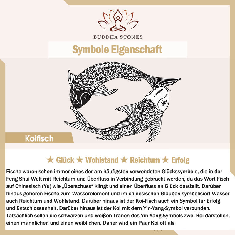 Geflochtenes Armband mit 14 Karat vergoldetem Koi-Fisch, Glück und Reichtum von Buddha Stones