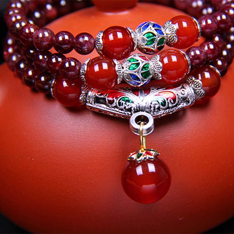 Buddha Stones, natürlicher Granat, roter Achat, Segen, Heilung, Armband, Halskette, Anhänger