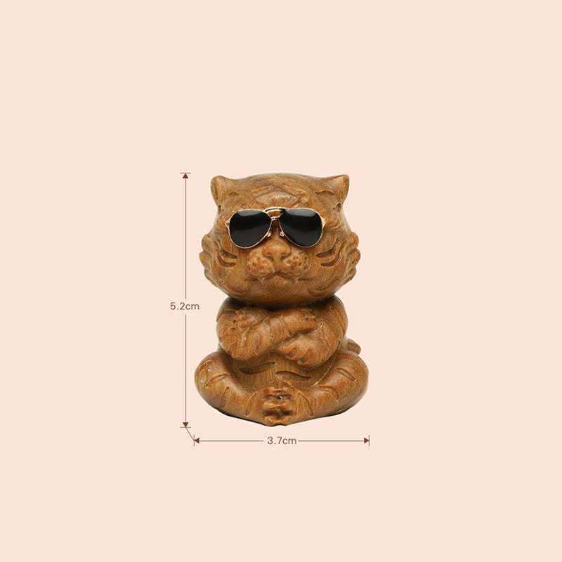 Buddha Stones, kleiner grüner Sandelholz-Tiger, gravierte positive Schreibtischdekoration - image 9