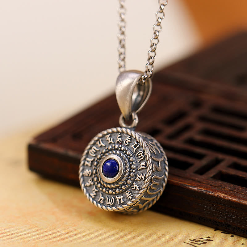 925 Sterling Silber Om Mani Padme Hum Lazurite Love Peace Halskette Anhänger - image 3