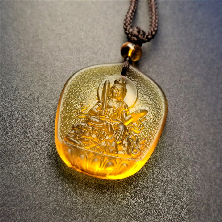 Buddha Stones, chinesisches Sternzeichen, Natal-Buddha, Segen, Liuli, Kristall, Mitgefühl, Halsketten-Anhänger - Kaninchen-Manjushri Bodhisattva - image 5