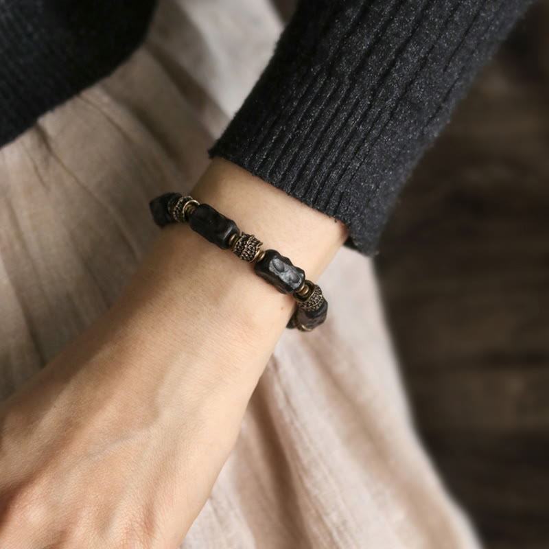 Buddha Stones Armband aus tibetischem Ebenholz und Kupfer – Symbol der Ruhe und des Friedens - image 6