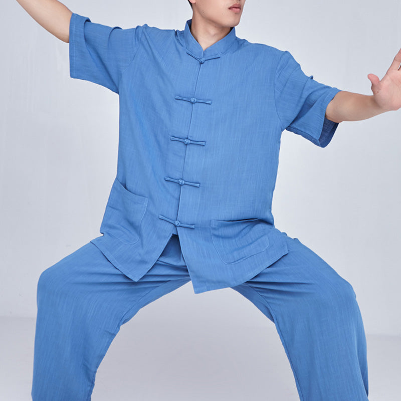 Buddha Stones, Meditation, Zen-Gebet, spirituelle Tai-Chi-Qigong-Praxis, Unisex-Stickerei-Kleidungsset - Kurzarm Blau - US14， UK/AU18，EU46 (3XL) - image 34