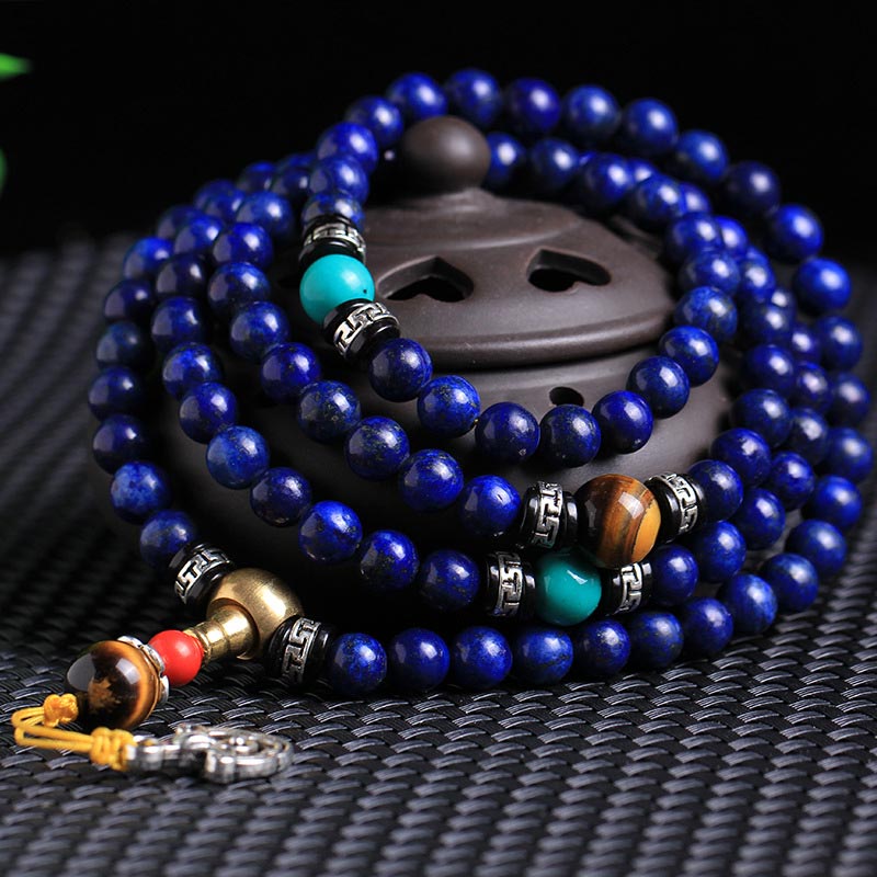 Buddha Stones 108 Perlen Lazurite Positive Armband Mala