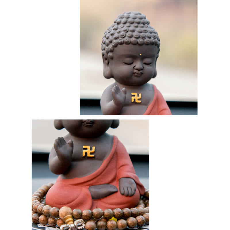 Buddha Stones, kleine Buddha-Gelassenheit, lila Ton, Heim-Schreibtisch-Dekoration